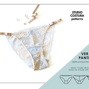 ENGLISH PDF Digital Sewing Pattern, Vera panties Lingerie Sewing Pattern image 1