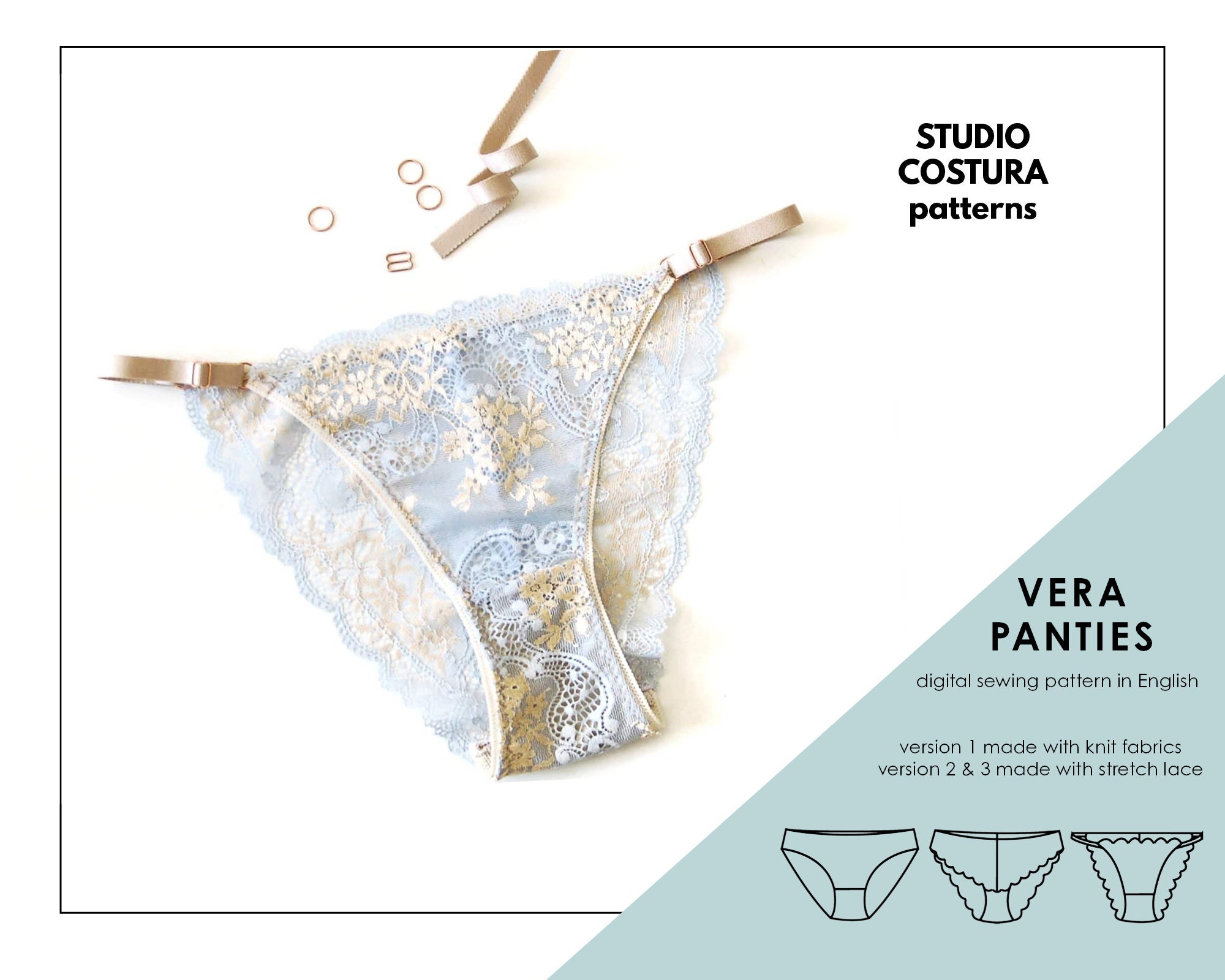 ENGLISH PDF Digital Sewing Pattern, Vera Panties Lingerie Sewing Pattern 