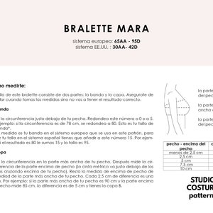 MARA bralette Spanish PDF Digital Sewing Pattern in Spanish image 3