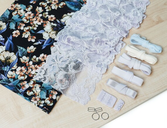Purple Lingerie Kit Bra Kit Lingerie Making Lilac Lingerie Sewing Kit Bra Making Supplies Underwire Bra Kit Lingerie Supplies Bra Findings