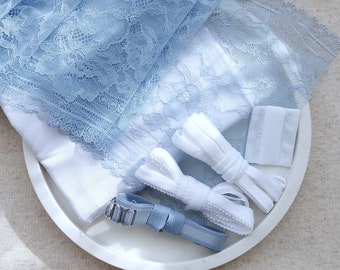 Bramaking Lingerie Sewing Kit, White and Clear Blue