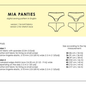 ENGLISH PDF Digital Sewing Pattern MIA Panties Lingerie - Etsy