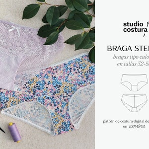 SPANISH PDF Digital Sewing Pattern, STELLA Panties Lingerie Sewing Pattern image 1
