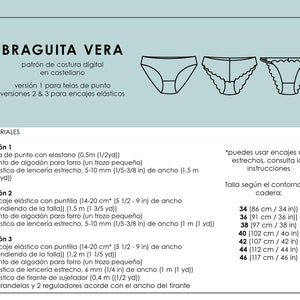 SPANISH PDF Digital Sewing Pattern, Vera panties Lingerie Sewing Pattern image 2