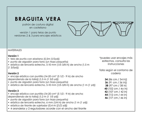 ENGLISH PDF Digital Sewing Pattern, Vera Panties Lingerie Sewing Pattern 