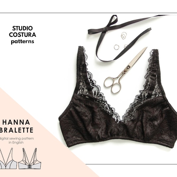 INGLÉS Patrón de costura digital PDF Bralette HANNA