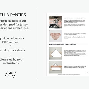 ENGLISH PDF Digital Sewing Pattern, STELLA Panties Lingerie Sewing Pattern image 2