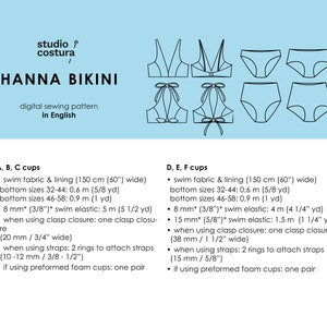 ENGLISH PDF Digital Sewing Pattern, HANNA Bikini Swimwear Sewing Pattern image 3