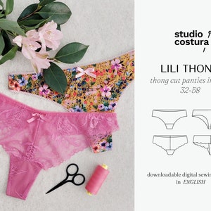 ENGLISH PDF Digital Sewing Pattern, Lili Thong Lingerie Sewing Pattern