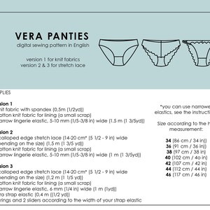 ENGLISH PDF Digital Sewing Pattern, Vera panties Lingerie Sewing Pattern image 2