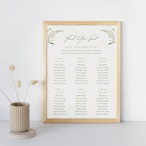Sjabloon voor zitplaatsen met wilde bloemen | sjabloon voor stoelbord vinden | bord met tafelplan wilde bloemen | bloemen bruiloft zitplaatsen bord | portret
