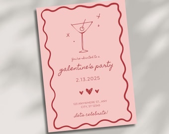 Galentine's Day Party Invitation Template, Girls Night, Editable Canva (Digital Download)
