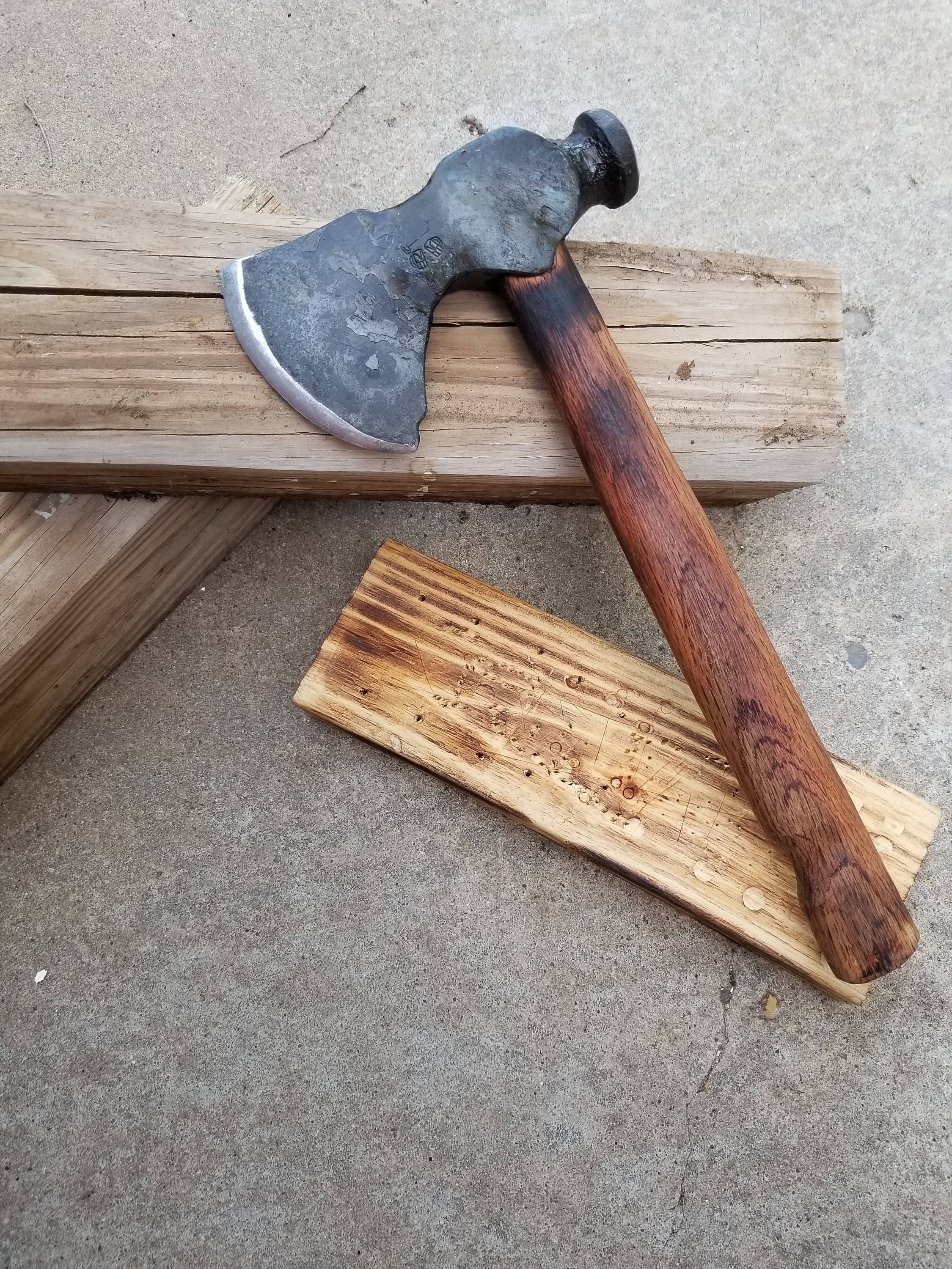 Hand Bearded Camp Axe with stake hammer