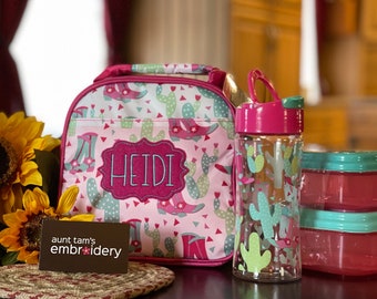 CLEARANCE SALE!  Kids Personalized Custom Lunch Box Kit,  Cowboy Boots, Water Bottle, Insulated Cooler