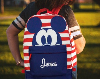 Bordado personalizado de mochila Mickey con nombre