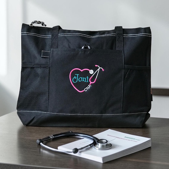 Personalized Nurse Tote Bag: Zippered 600-Denier Polyester