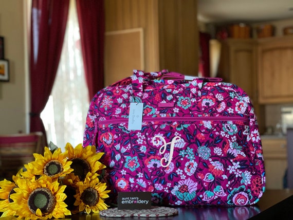 Vera Bradley Factory Style Grand Traveler Bag, Bloom Berry , Personalized,  Monogram or Name, Embroidered, Custom 