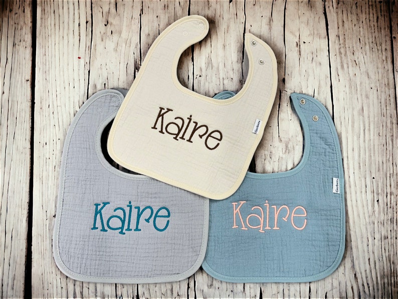 Personalized Soft Muslin Bib with Name Snap Closure Baby image 5
