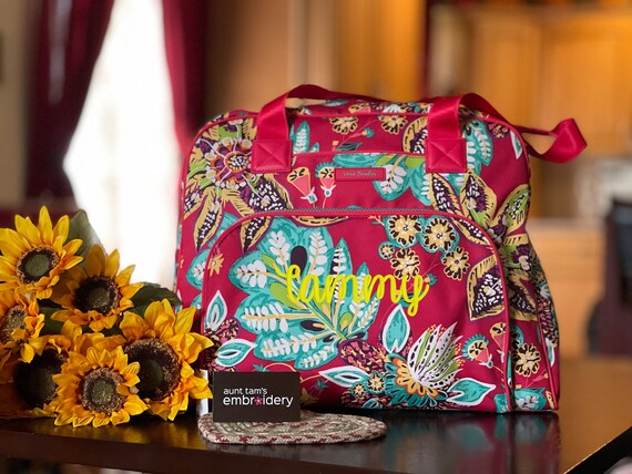 Personalized Vera Bradley Lighten up Go Anywhere Carry-on Bag in Rumba 