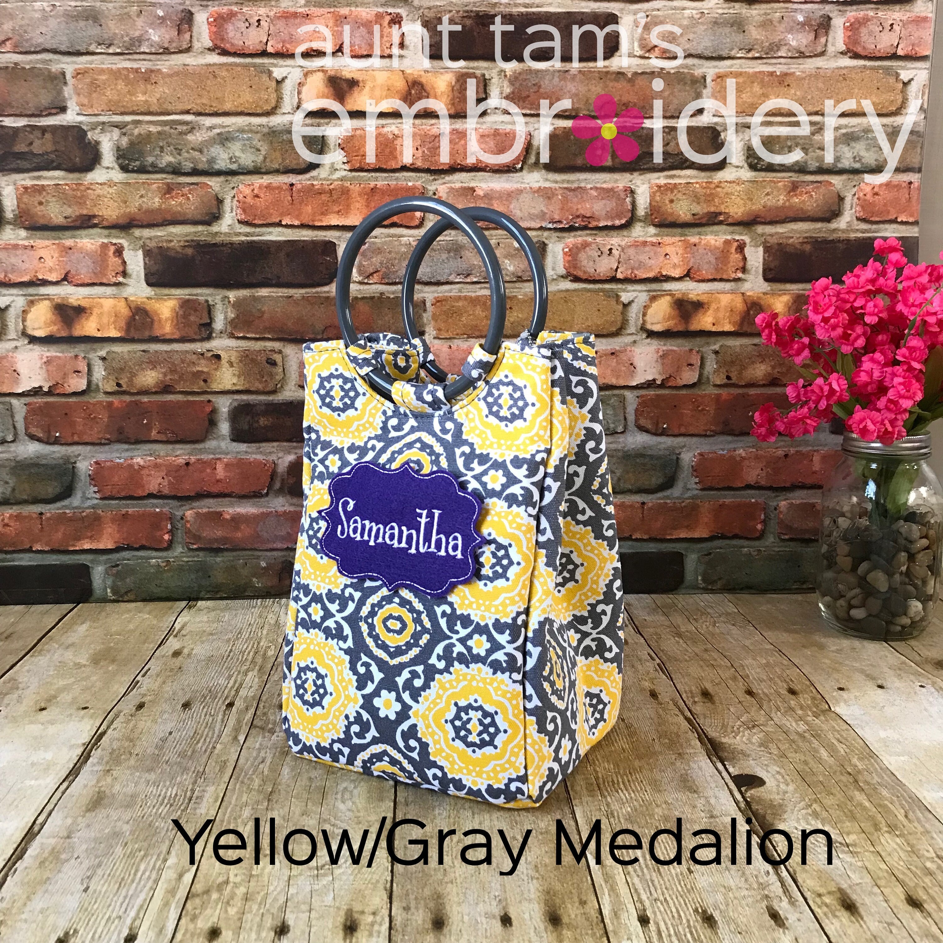 embroidered lunch bag
