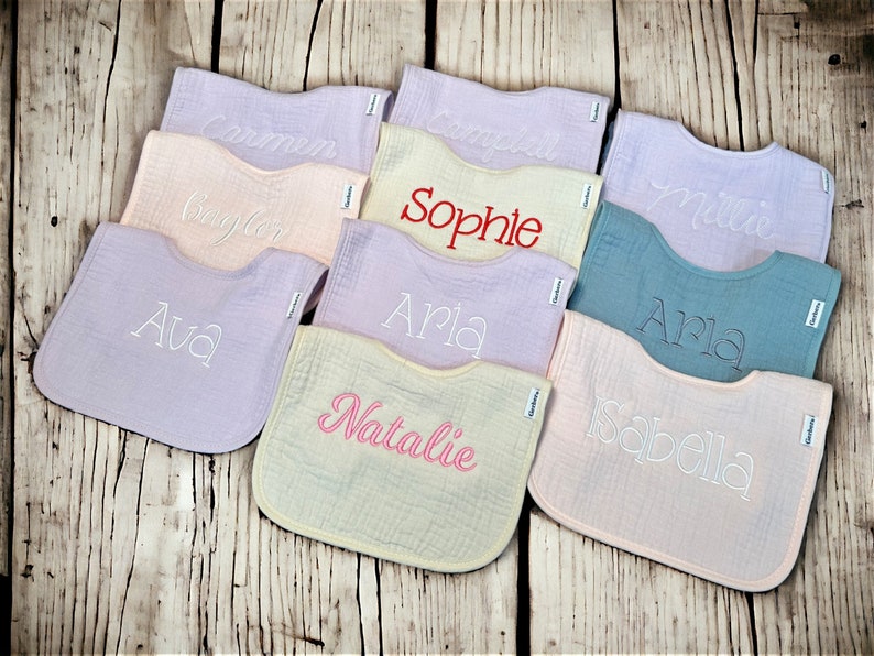 Personalized Soft Muslin Bib with Name Snap Closure Baby image 7