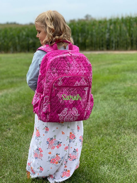Vera Bradley Campus Tech Backpack, Stamped Paisley, Personalized