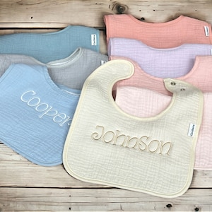 Personalized Soft Muslin Bib with Name Snap Closure Baby image 6