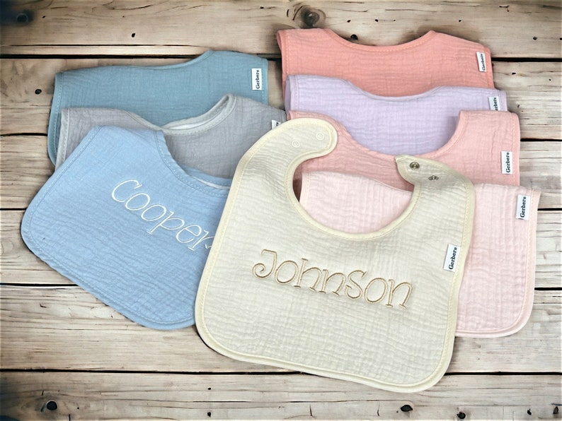 Personalized Soft Muslin Bib with Name Snap Closure Baby image 6