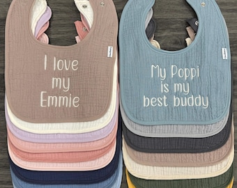 Custom Sayings Personalized Soft Muslin Bib with Snap Closure for Baby