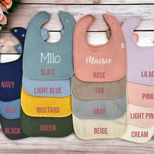 Personalized Soft Muslin Bib with Name Snap Closure Baby image 2