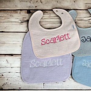 Personalized Soft Muslin Bib with Name Snap Closure Baby image 8