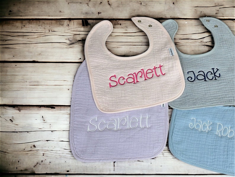 Personalized Soft Muslin Bib with Name Snap Closure Baby image 8