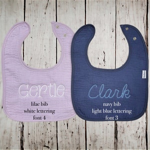 Personalized Soft Muslin Bib with Name Snap Closure Baby image 4