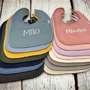 Personalized Soft Muslin Bib with Name Snap Closure Baby image 3