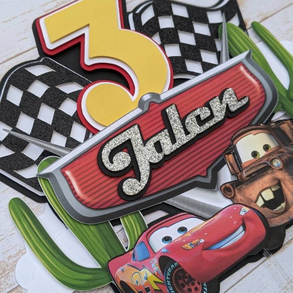 Disney Cars Lightning McQueen cake topper, Cars Lightning McQueen birthday, Personalized McQueen cake topper, Personalized birthday topper