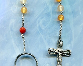 8mm Carnelian 1 decade chain pocket rosary