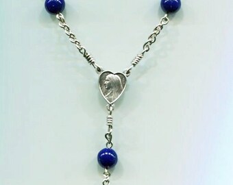 Navy blue acrylic beads 1 decade chain chaplet