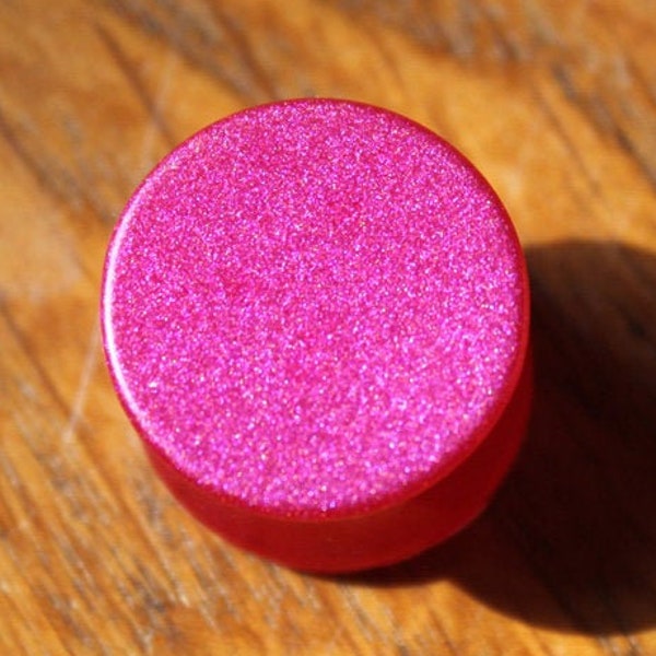 ECARTEUR d'oreille / ear PLUG poudre de mica rose paillettes 12 14 16 18 20 mm licorne teuf girly fushia gauge tunnel PLG0068