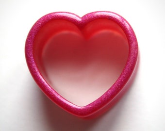 EARR / ear PLUG resin pink hearts 10 12 14 16 18 20 22 mm cuff plugs tunnel hollow gauge stretchers weight glitter PLG076