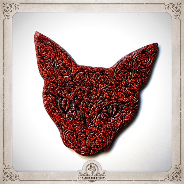 CAT brooch resin black glitter red cat tattoo gothic evil cute kawaii egyptian kitten pin's alice in Wonderland BR020