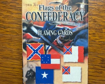 Baraja de cartas con banderas de la Confederación - Guerra Civil Estadounidense - Nueva, en su envoltorio original.