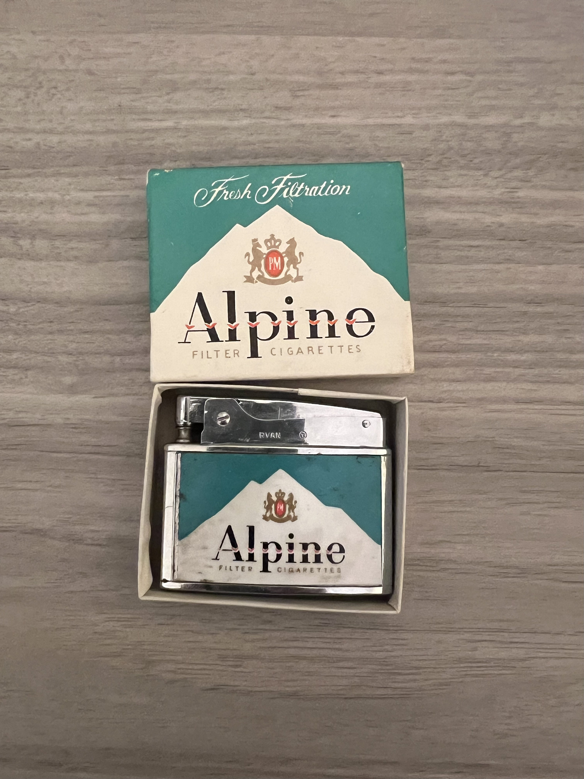 Alpine Cigarette Lighter - Advertising - Works! (circa 1960s or 1970s)