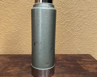 Green Metal Aladdin Stanley Thermos, Vintage Camping Gear - Mendez