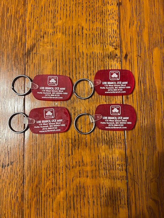 Vintage State Farm Insurance Keychains - Holts Summit, Missouri