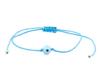 One Cord Evil Eye Turquoise Round Bead Bracelet/Anklet - TinyLittlePiecesShop