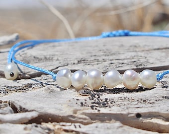 Cord 6er Nacre Pearl Small Bracelet/Anklet - TinyLittlePiecesShop