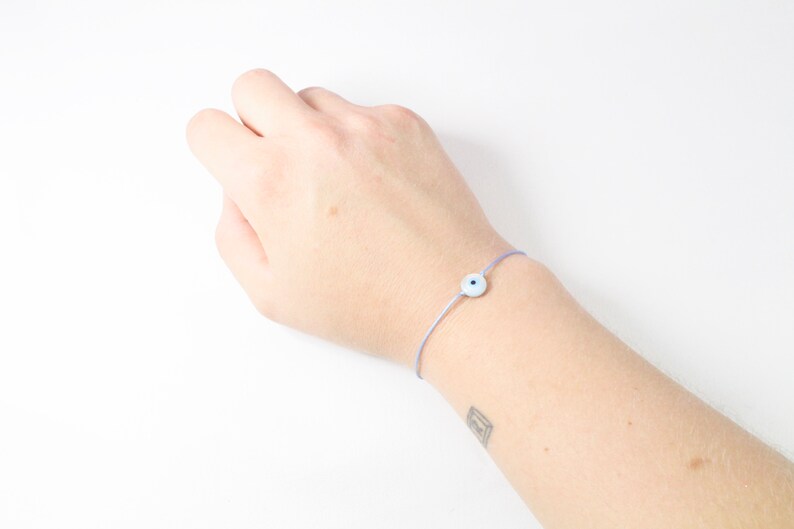 Cord Nacre Pearl Evil Eye BraceletAnklet TinyLittlePiecesShop