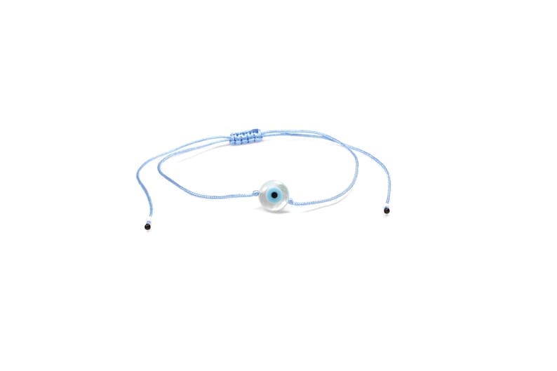 Cord Nacre Pearl Evil Eye BraceletAnklet TinyLittlePiecesShop