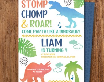 dinosaur invitation etsy