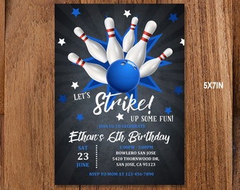 Bowling Invitations Etsy